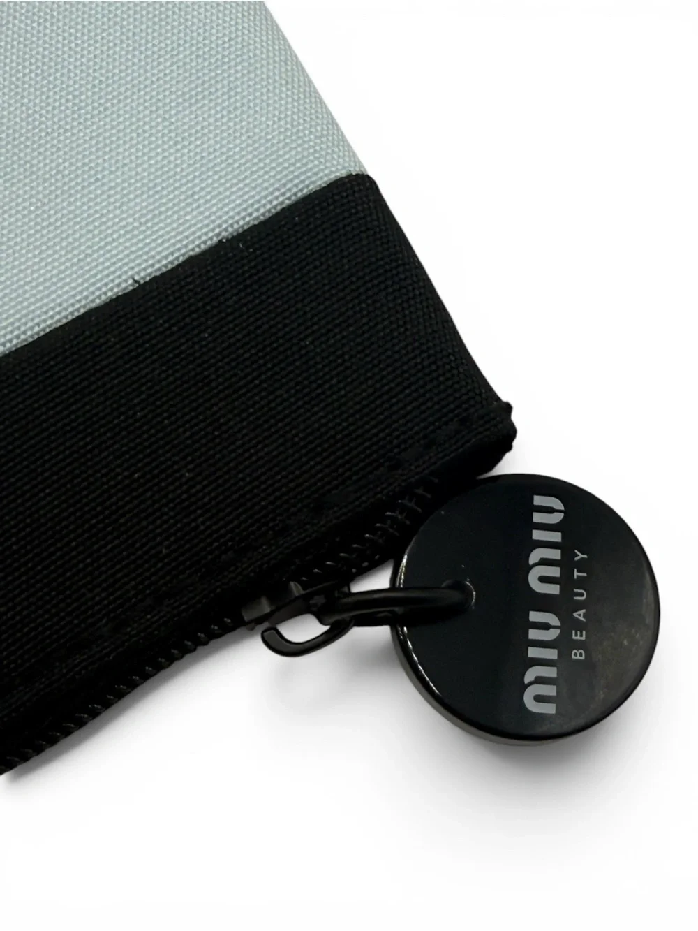 Miu Miu Black and Light Blue Canvas Cosmetic Pouch